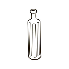 Retro vintage cut-glass  bottle icon. Hand drawing contour illustration on white background