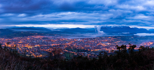Sunrise  view of the city of Oviedo