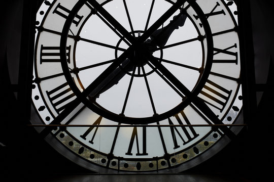 Large backlit clock in the Orsay Museum, Paris