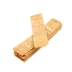 Pile of crispy bread chips isolated