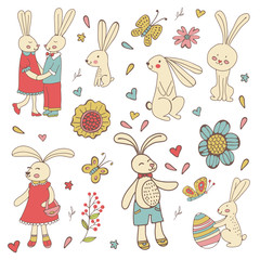 Colorful Easter related elements collection