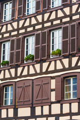 Closeup of typical timber framing building