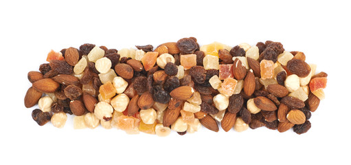 Nuts and dried fruits mix isolated