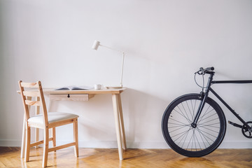 Bicycle in hipster interior