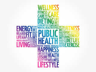 Obraz premium Public Health word cloud, health cross concept background