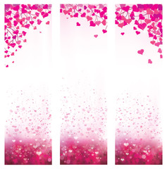Vector pink bokeh  background with hearts.