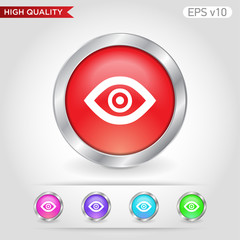 Colored icon or button of eye symbol with background