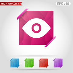 Colored icon or button of eye symbol with background