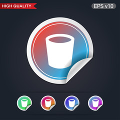 Colored icon or button of bucket or delete symbol with background