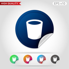 Colored icon or button of bucket or delete symbol with background