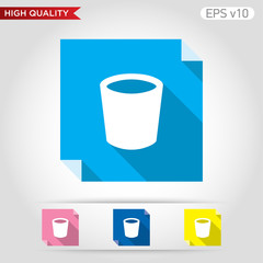 Colored icon or button of bucket or delete symbol with background