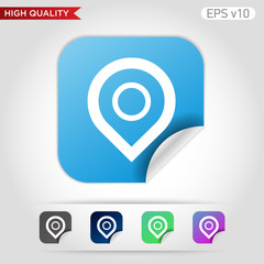 Colored icon or button of geo tag symbol with background