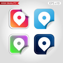 Colored icon or button of geo tag symbol with background