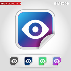 Colored icon or button of eye symbol with background