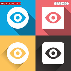 Colored icon or button of eye symbol with background