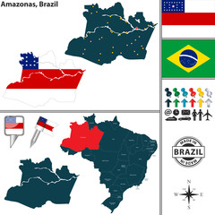 Fototapeta premium Map of Amazonas, Brazil
