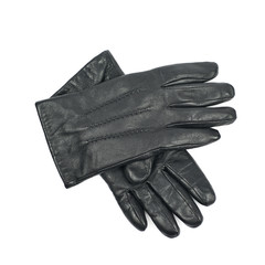 Pair of black leather gloves isolated