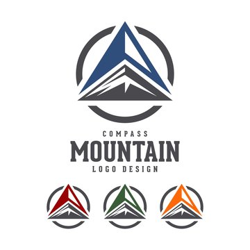 Compass Mountain Vector Logo Design