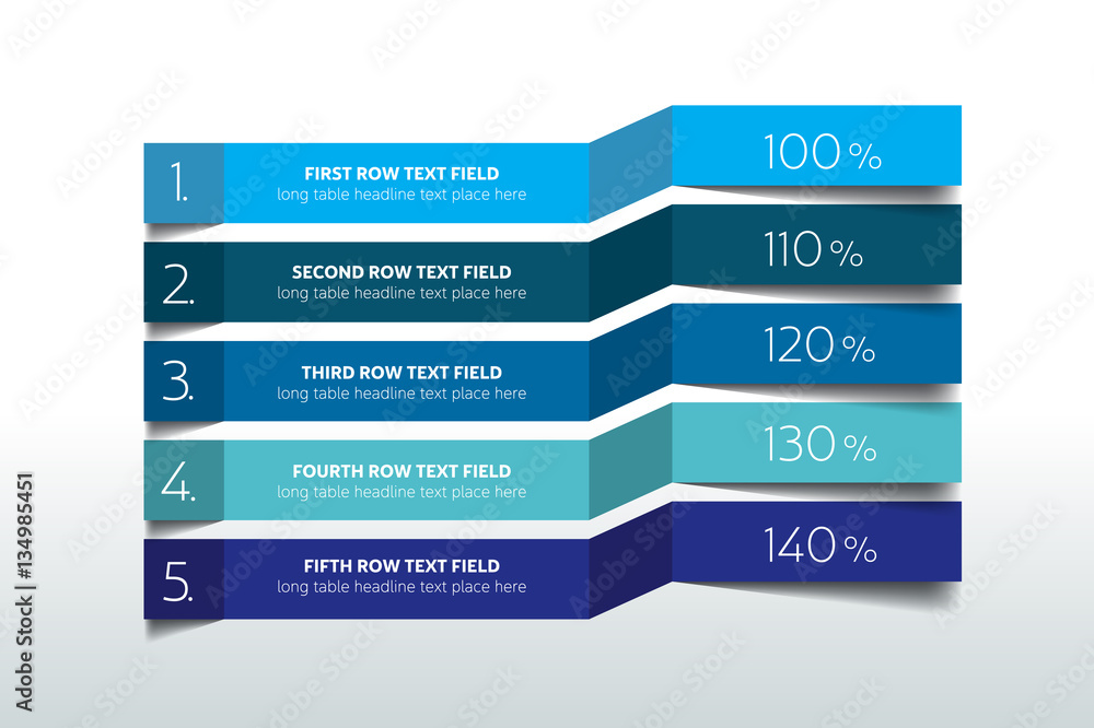 Poster table, schedule design template with 5 row. vector banner.
