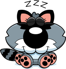 Fototapeta premium Cartoon Raccoon Napping
