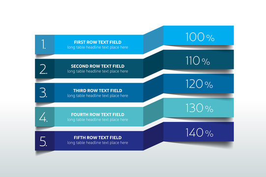Table, schedule design template with 5 row. Vector banner.
