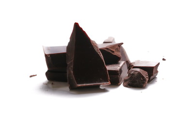 chocolate bars and chopped isolated on white