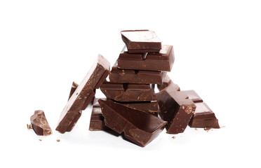 chocolate bars and chopped isolated on white