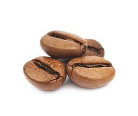 Pile of roasted coffee beans isolated