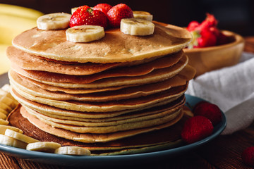 Pancakes with Strawberries and Banana