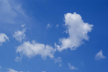 summer landscape, blue sky, cumulus clouds, nature, weather phenomena