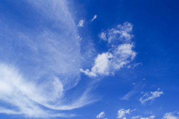 Naklejka na ściany i meble summer landscape, blue sky, cumulus clouds, nature, weather phenomena