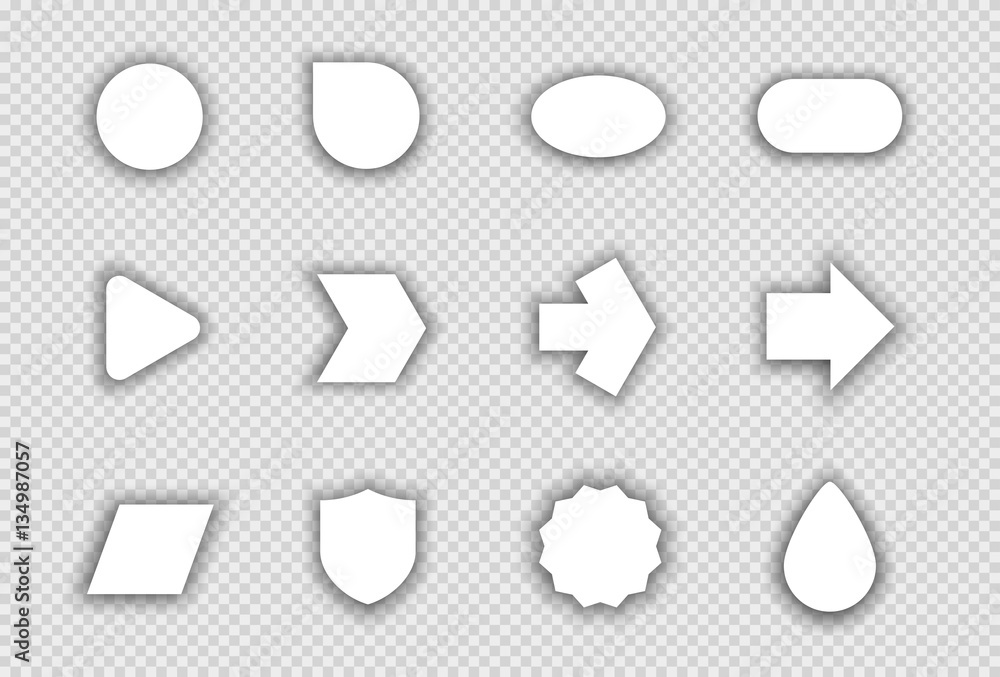 Poster vector set of white shapes with transparent shadows a