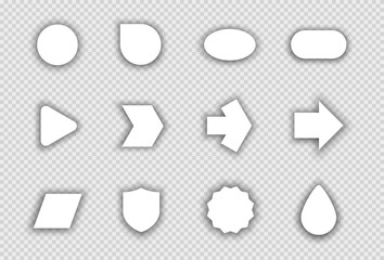 Vector Set of White Shapes With Transparent Shadows A