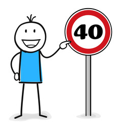 40 Jahre mit fröhlicher und glücklicher Figur