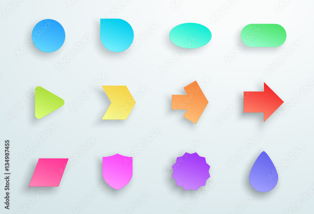 Poster vector set of 3d colourful generic icon shapes with shadows a
