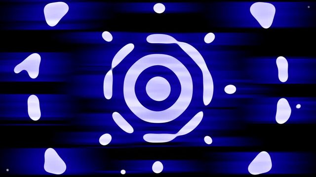 Fractal de formas o simbolos en movimiento simetrico con viento azul 