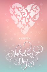 Beautiful Valentine card with lettering. Vector illustration EPS10.