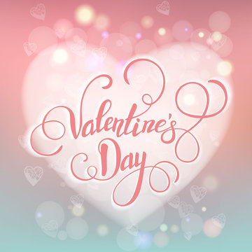 Decorative Valentine greeting card with floral ornate hearts and lettering. Vector illustration EPS 10.