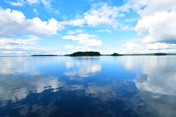 Finish island, scandinavian nature, water lake