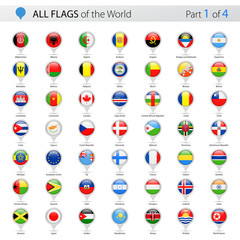 All World Vector Round Flag Pins - Collection