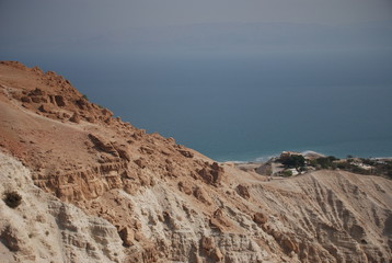 View from Judean desert. Desert with the Dead sea.