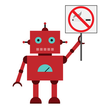 Vector illustration of a toy Robot with no smoke symbol