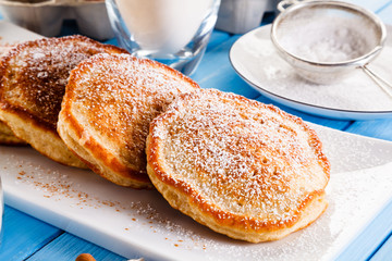 Pancakes and ingredients 