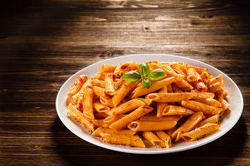 Penne with pesto sauce 