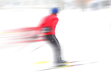 Cross country skier motion blurred image