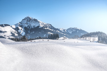Fototapeta na wymiar Beautiful winter landscape in Kitzbuhel, Tyrol, Austria