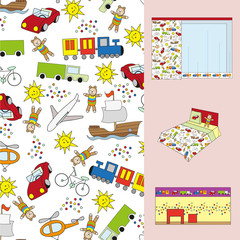 Children colored seamless pattern for boys on white background.