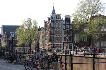 Naklejka premium Beautiful view of Amsterdam canals, Netherlands