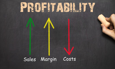 Profitability Business Concept Chalkboard -  arrows with text