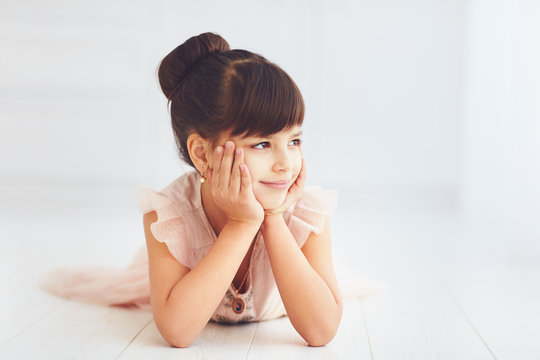 portrait of beautiful young girl in princess dress